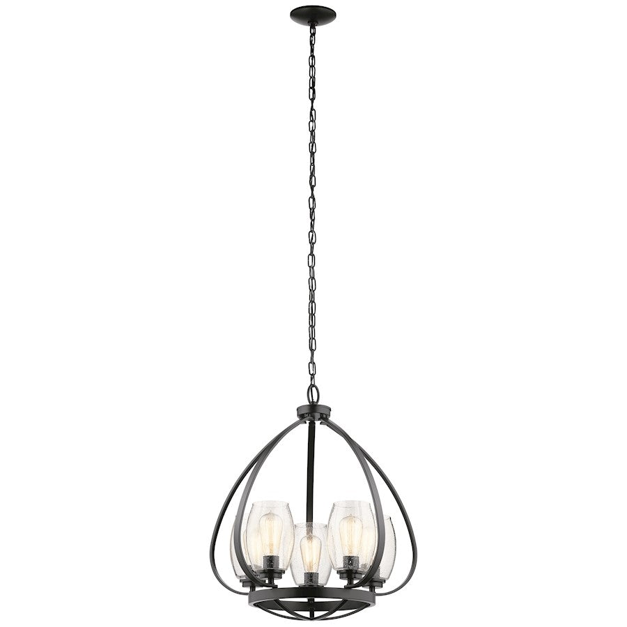 Kichler Tuscany 24" 5 Light Chandelier with Clear Seeded Glass, Black - 44060BK