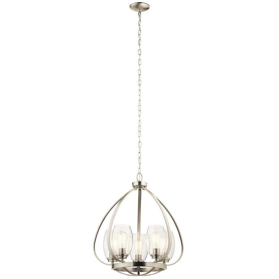 Kichler Tuscany 24" 5 Light Chandelier, Clear Seeded Glass, Nickel - 44060NI