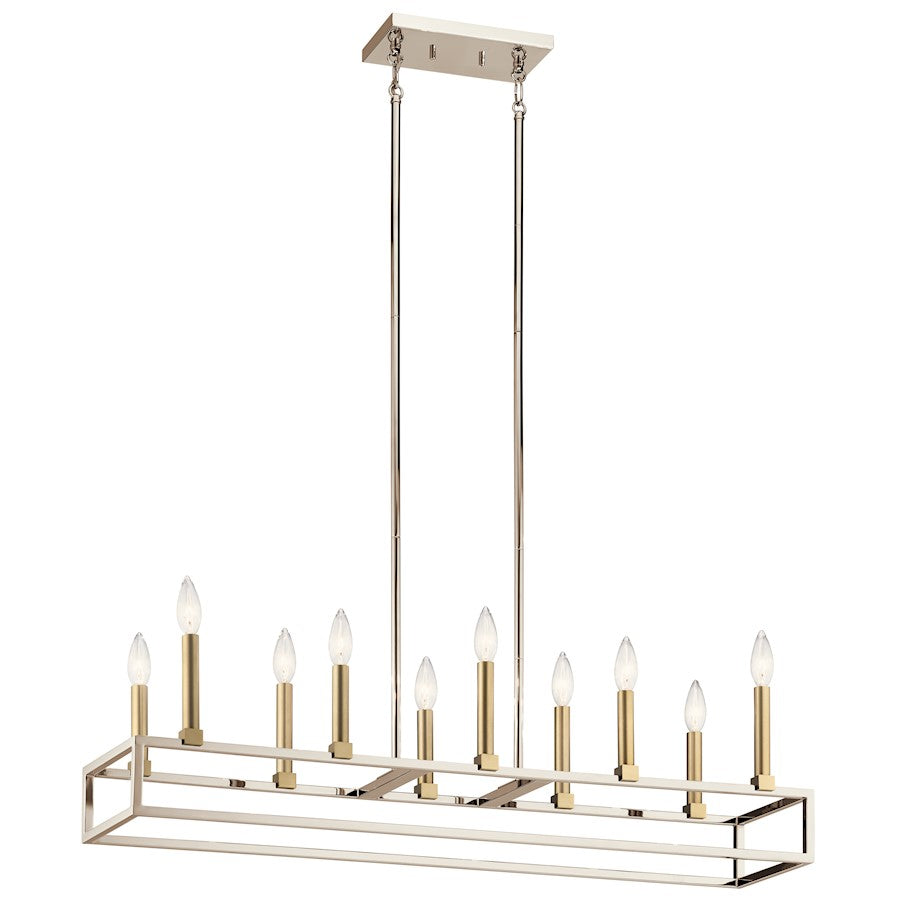 Finet Linear Chandelier, Polished Nickel