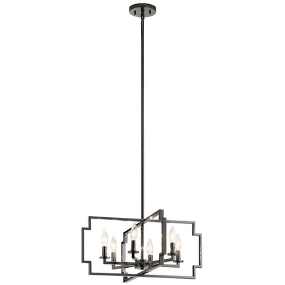 Kichler Downtown Deco 6 Light Chandelier/Semi Flush, Midnight Chrome - 44128MCH