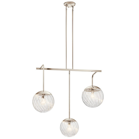 3 Light Chandelier, Polished Nickel