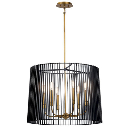 Kichler Linara 26in 6-Light Chandelier | Mid-Century Modern Matte Black Steel | Dining Room & Living Room | 26 x 19.75 in | Model 44167BK