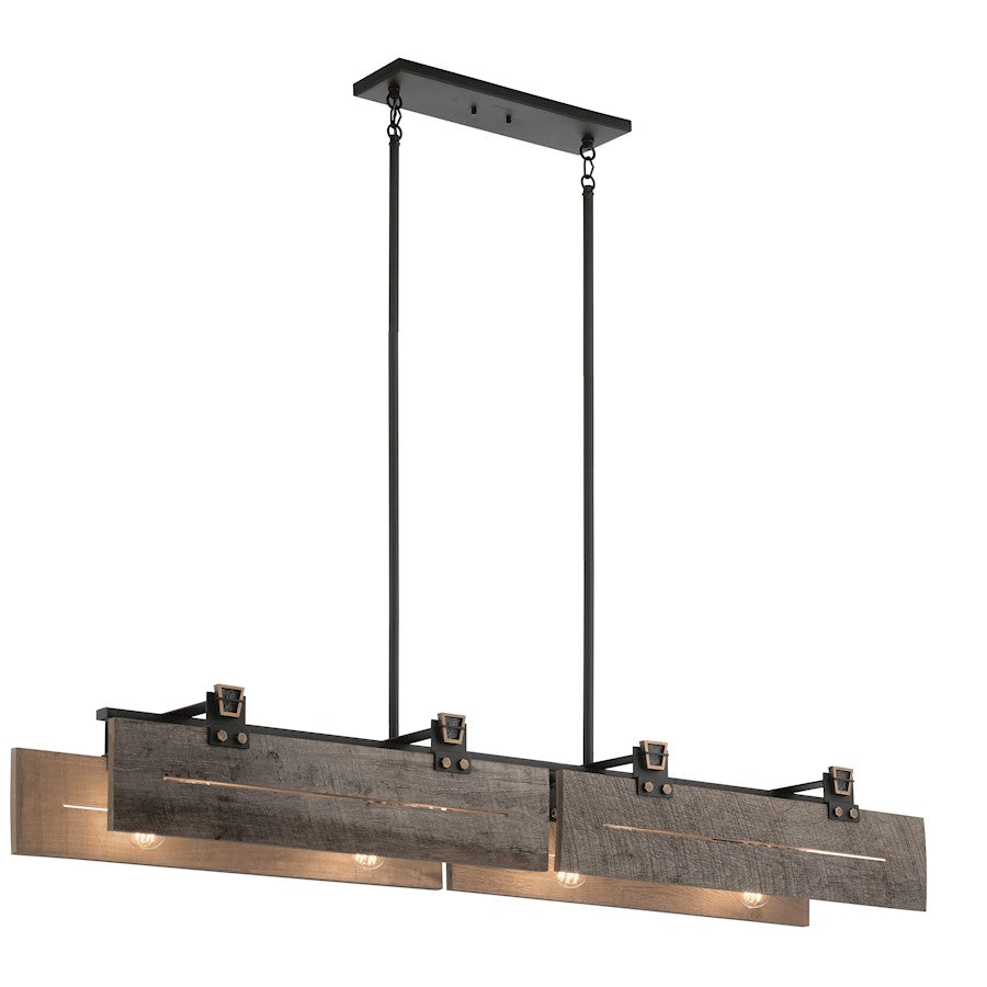 Kichler Ridgewood 59" 8 Light Linear Chandelier, Textured Black - 44181BKT