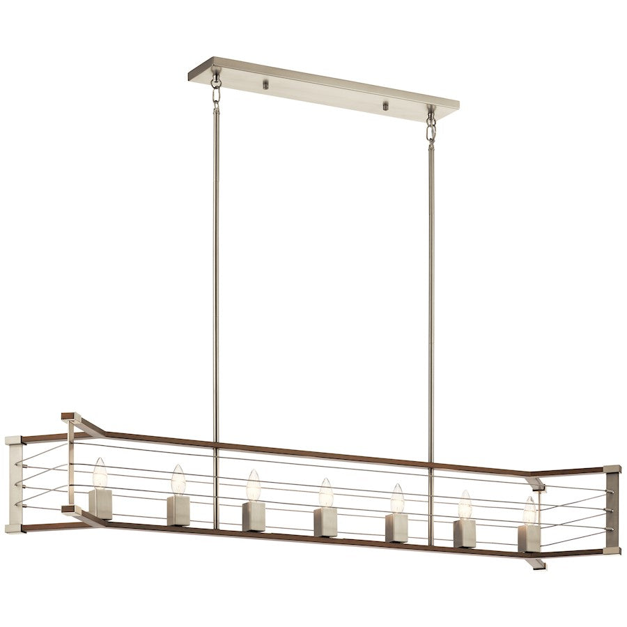 Kichler Lente 7 Light Linear Chandelier, Brushed Nickel - 44252NI