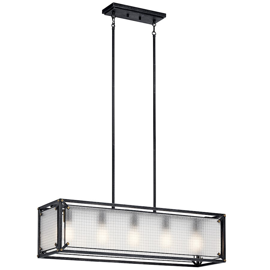 5 Light Chandelier, Distressed Black