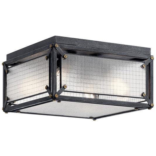 Kichler Steel 4 Light Flush Mount, Distressed Black