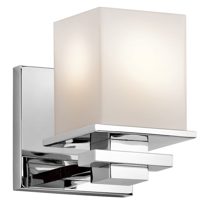 Kichler Tully 1 Light Wall Sconce, Chrome/Satin Etched Opal