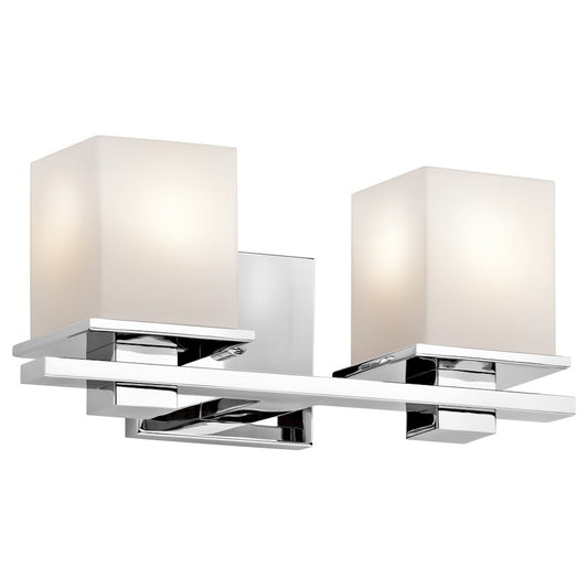 Tully Bathroom Vanity Light, Chrome/Satin Etched Opal