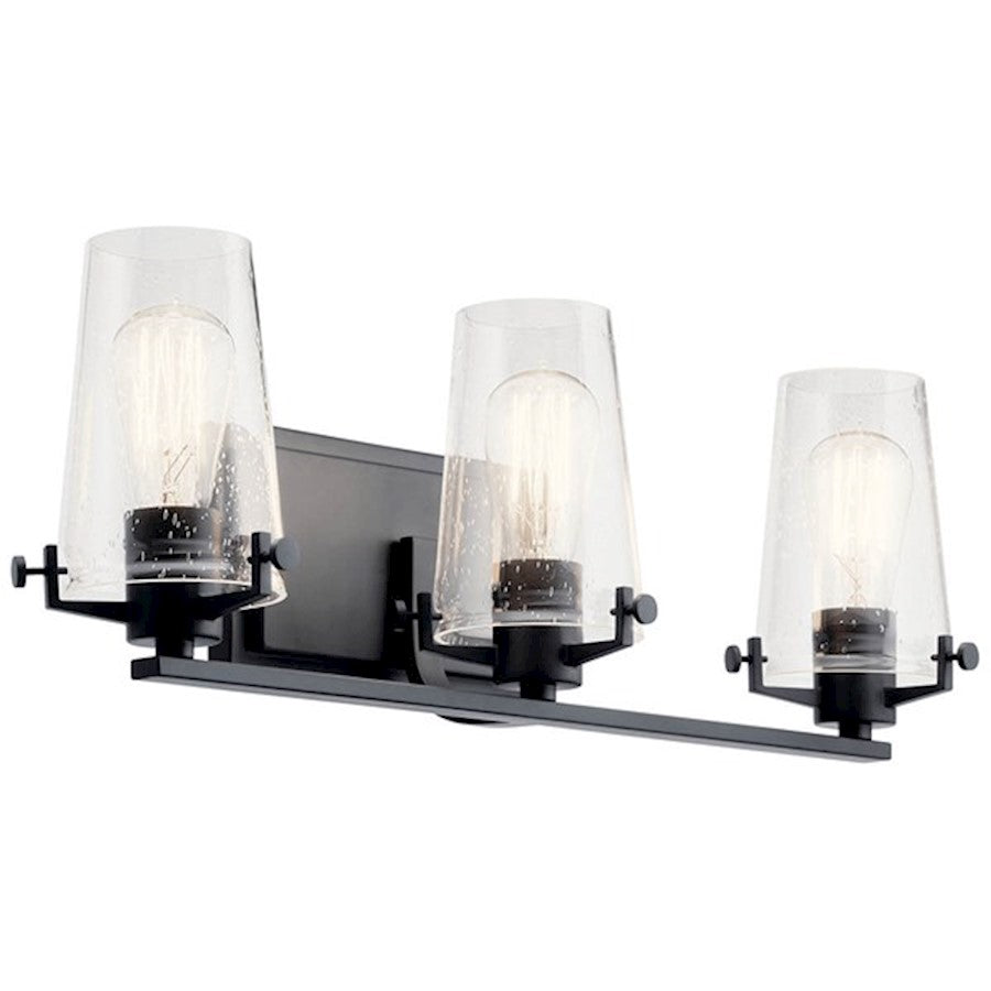 Kichler Alton 3 Light Bath Light, Black/Seeded - 45297BK