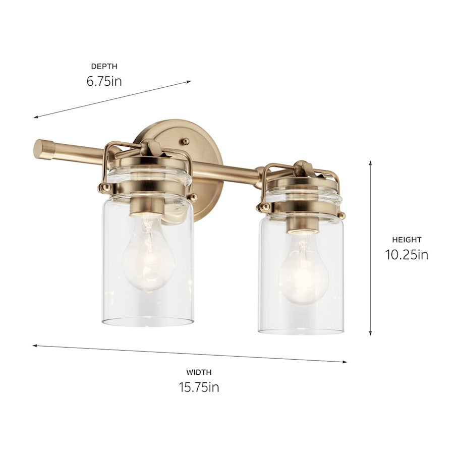 2 Light Bathroom Vanity Light, Champagne Bronze