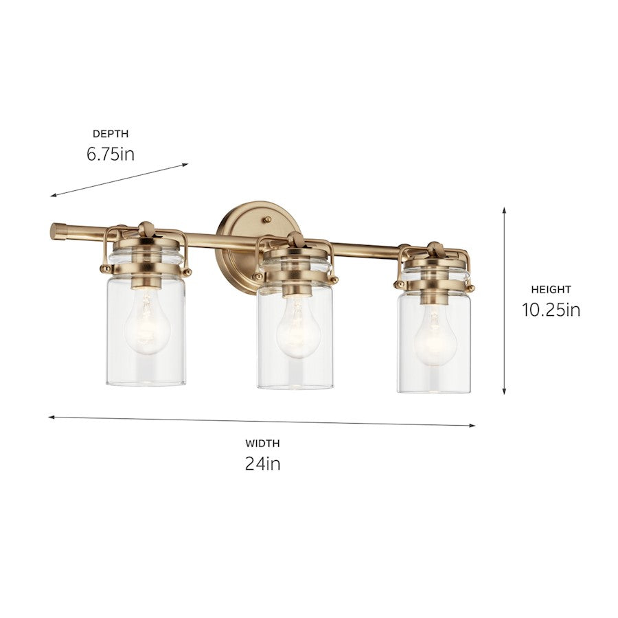 3 Light Bathroom Vanity Light, Champagne Bronze