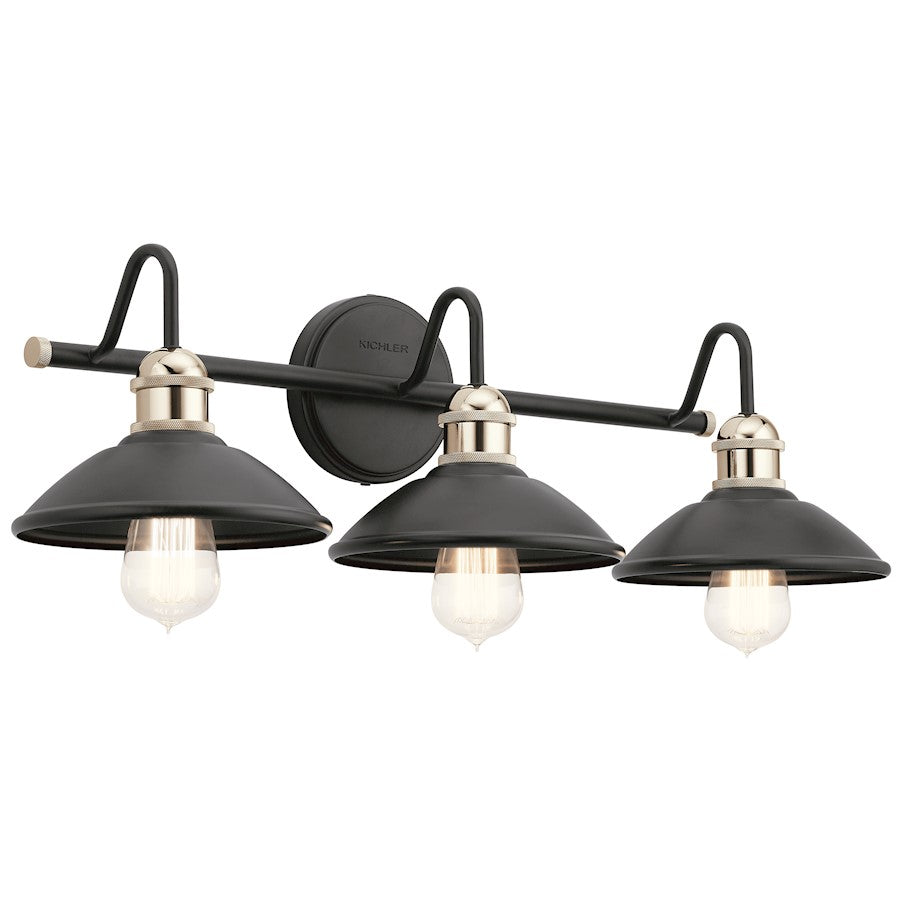 Kichler Clyde 3 Light Vanity Light, Black - 45945BK