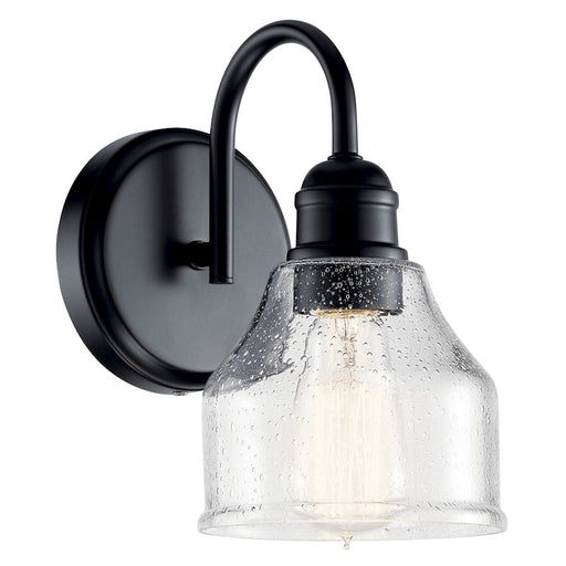 Kichler Avery 9.5" 1 Light Wall Sconce, Black/Clear Seeded - 45971BK