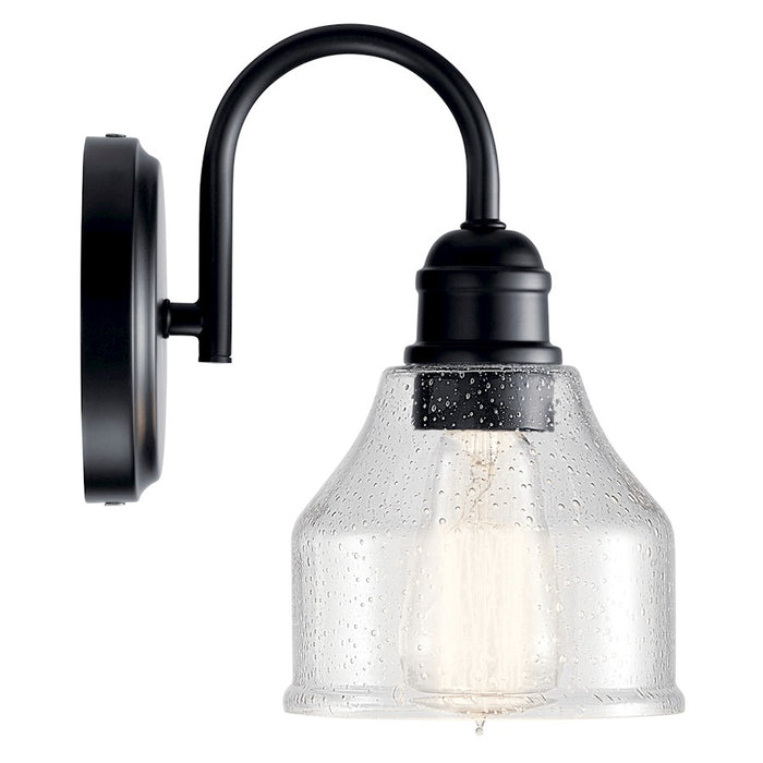 Kichler Avery 9.5" 1 Light Wall Sconce, Black/Clear Seeded