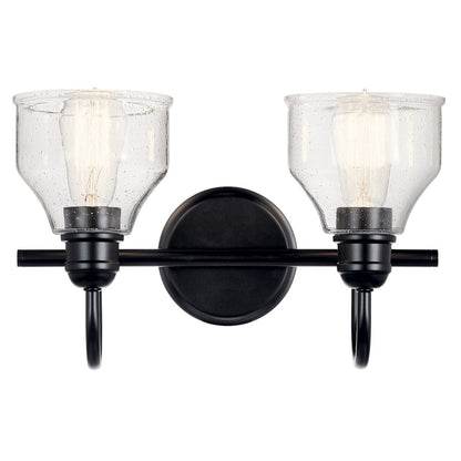 15" 2 Light Bathroom Vanity Light, Black