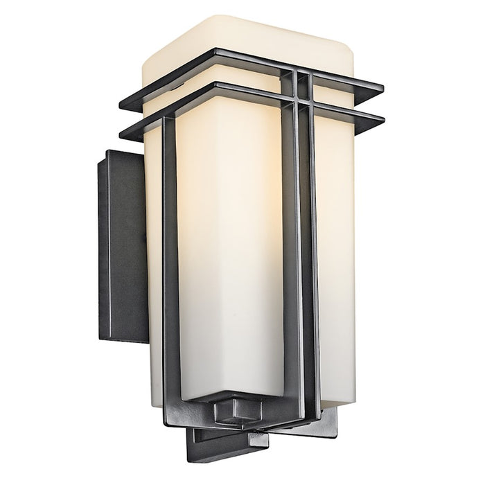 Kichler Tremillo Outdoor Wall Light, Black/Satin Etched Opal