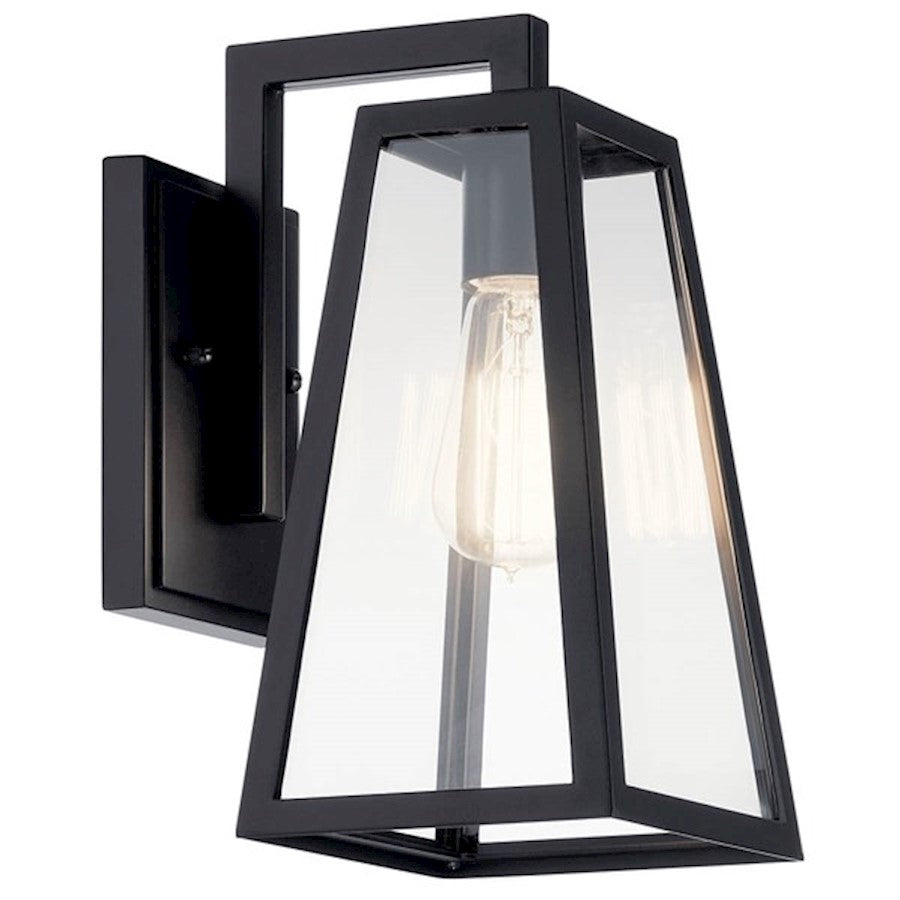 Kichler Delison 1 Light Outdoor Wall Sconce, Black/Clear Tempered - 49330BK