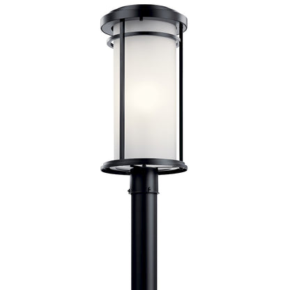 Kichler Toman 10in 1-Light Outdoor Post Mount Light | Arts & Crafts Black Aluminum | Entry & Porch | 10 x 22 in | Model 49690BK