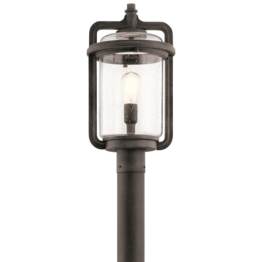 Kichler Andover 1 Light Outdoor Post Light, Weathered Zinc - 49869WZC