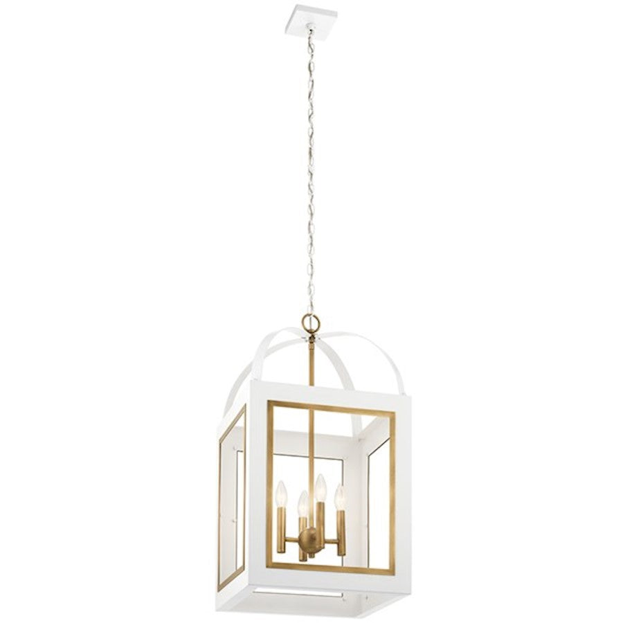 Kichler Vath 16" 4 Light Foyer Pendant, White/Natural Brass - 52029WHNBR