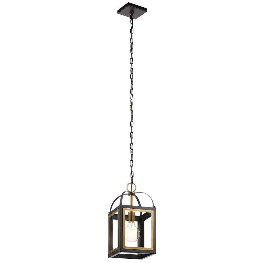 Kichler Vath 8" 1 Light Indoor Pendant, Black/Natural Brass - 52030BKNBR