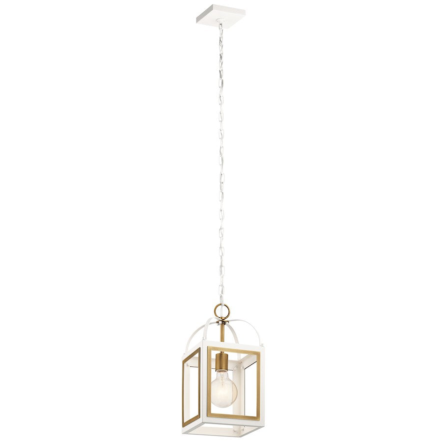 Kichler Vath 8" 1 Light Indoor Pendant, White/Natural Brass - 52030WHNBR