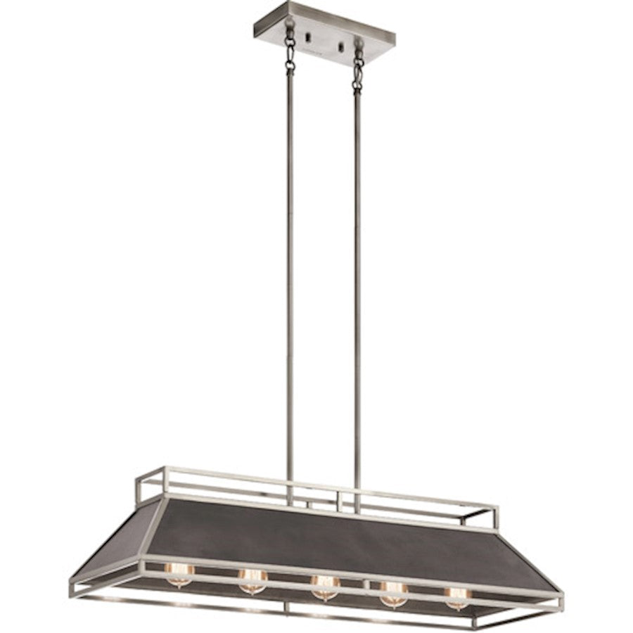 Kichler Grendel 5 Light Linear Chandelier, Classic Pewter - 52037CLP