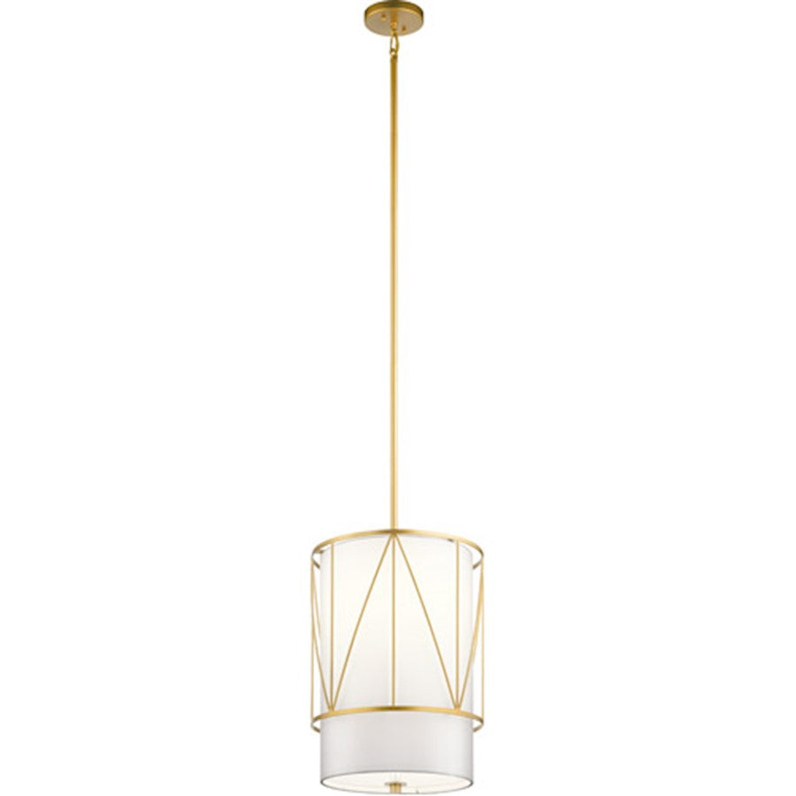 Kichler Birkleigh 18.25" 1 Light Pendant, Satin Etched Glass, Gold - 52073CLG