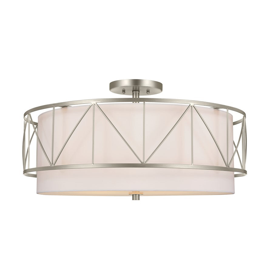 Kichler Birkleigh 4 Light Semi Flush Mount, Satin Nickel - 52076SN