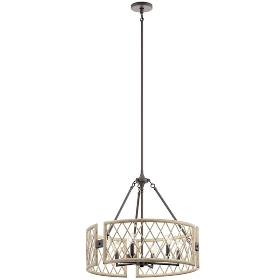 Kichler Oana 6 Light Chandelier, White Washed Wood - 52077WWW