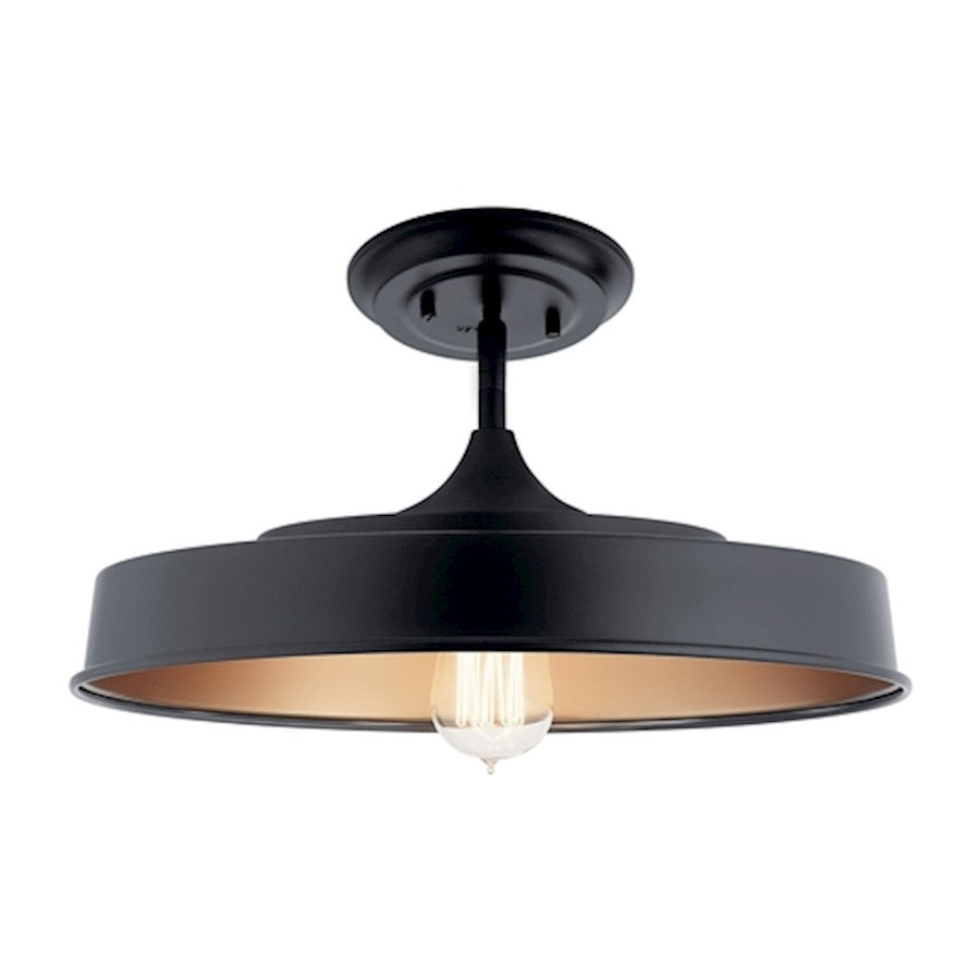 Kichler Elias 16" 1 Light Semi Flush, Black - 52098BK