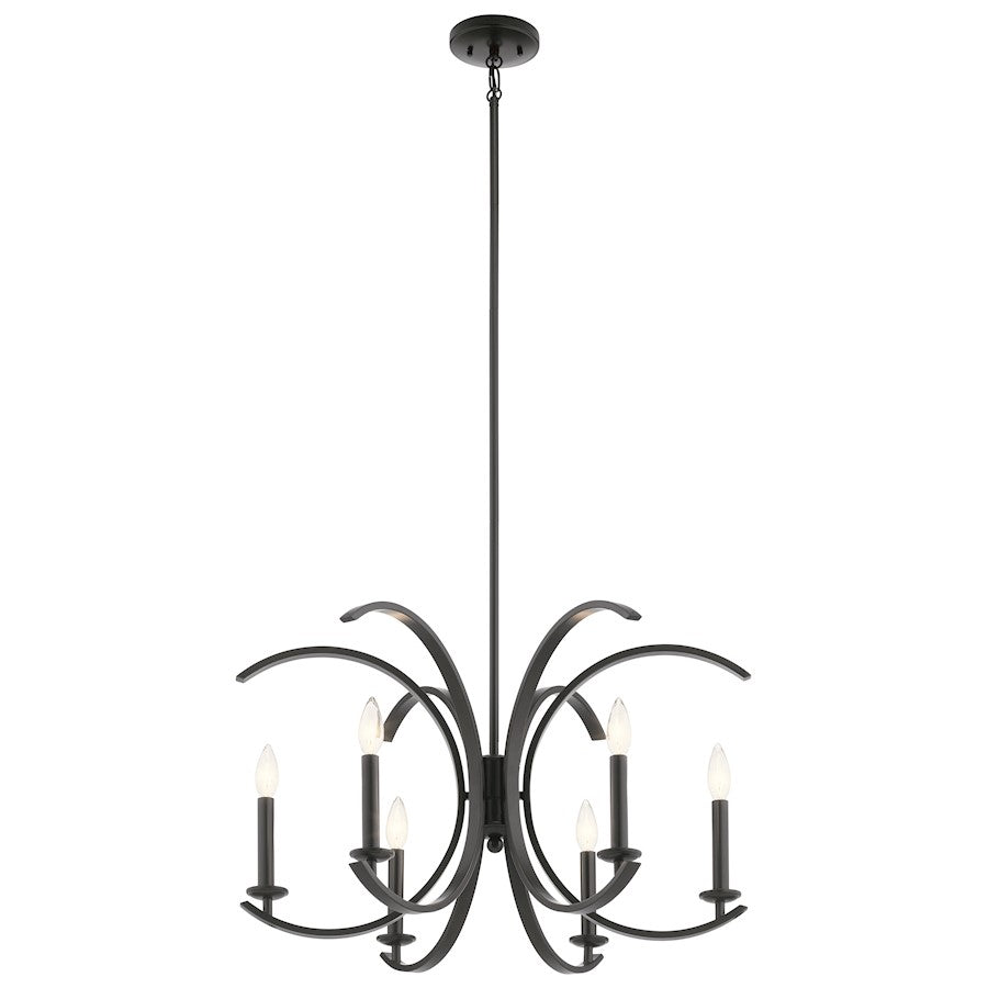 Kichler Cassadee 16.5" 6 Light Chandelier, Black - 52116BK