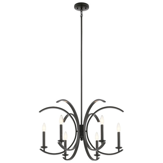 Kichler Cassadee 16.5" 6 Light Chandelier, Black - 52116BK