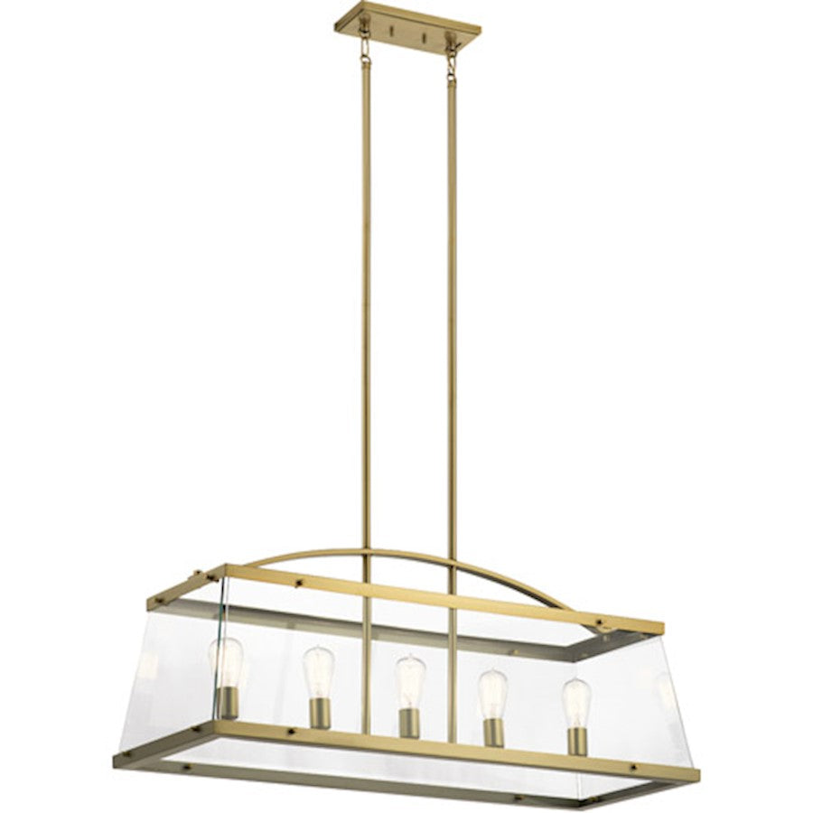 Kichler Darton 40.75" 5 Light Linear Chandelier, Clear, Natural Brass - 52123BNB