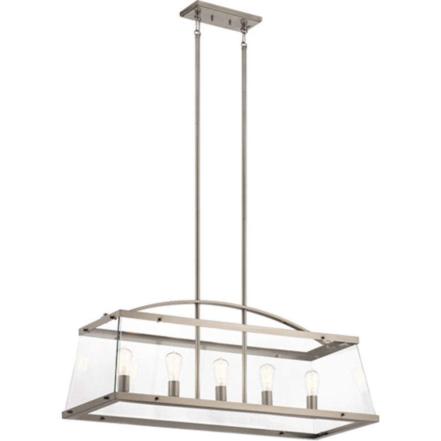 Kichler Darton 40.75" 5 Light Linear Chandelier, Clear Glass, Pewter - 52123CLP