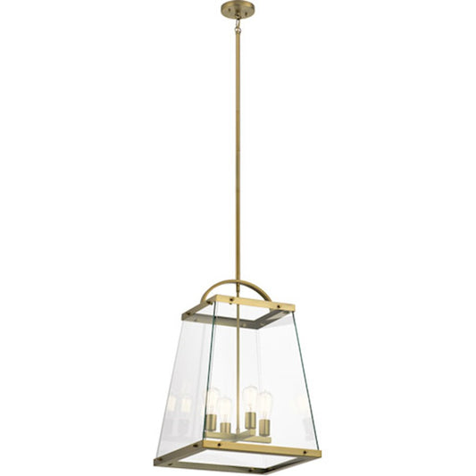 Kichler Darton 25.75" 4 Light Large Foyer Pendant, Clear, Brass - 52124BNB