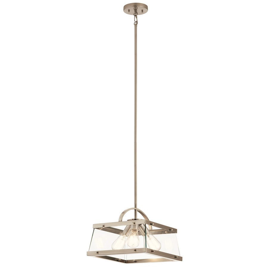 Kichler Darton 13" 3 Light Pendant/Semi Flush, Clear, Pewter - 52125CLP