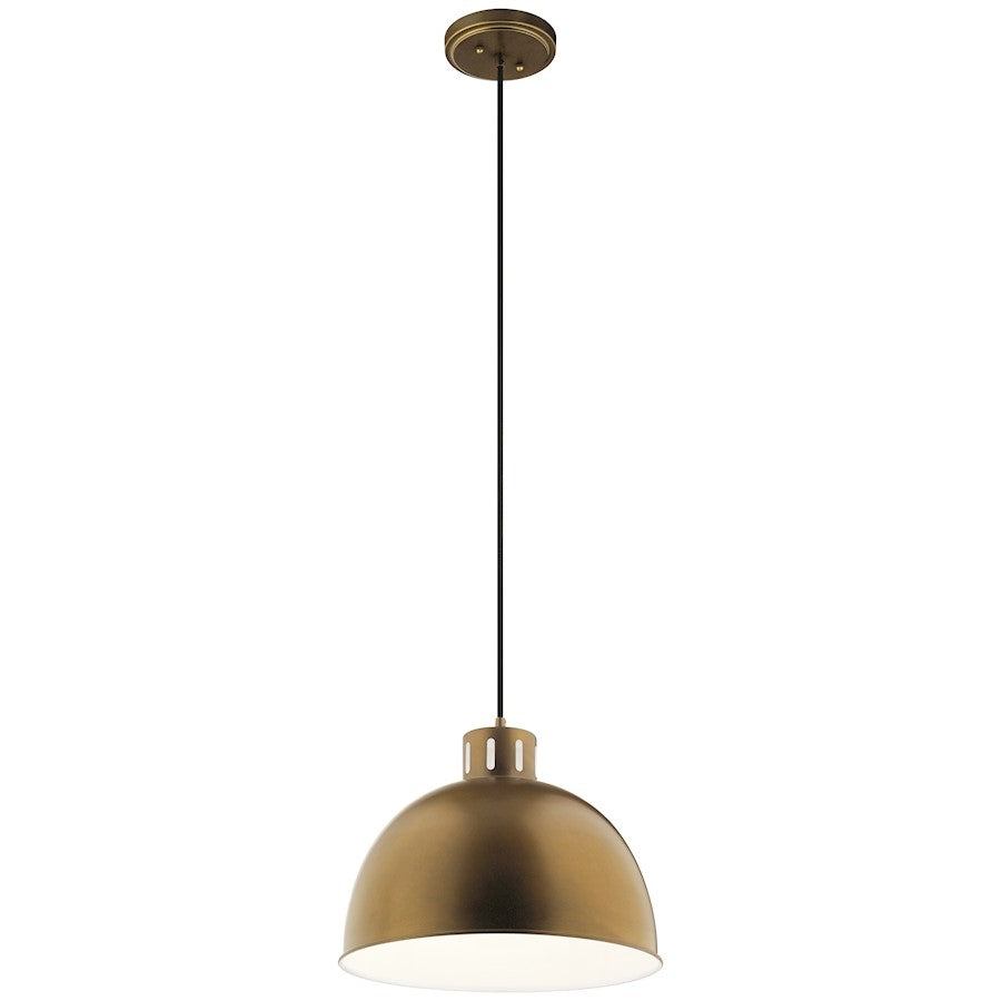 Kichler Zailey 12.5" 1 Light Pendant, Natural Brass - 52153NBR