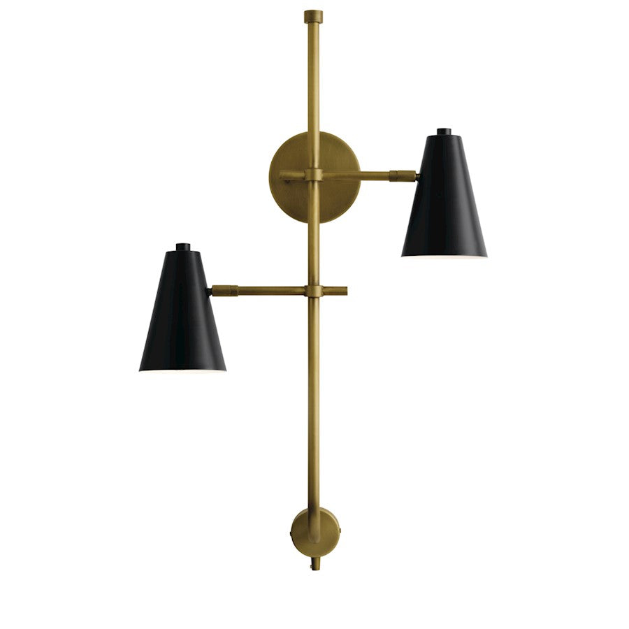 Kichler Sylvia 2 Light Wall Sconce, Black - 52174BK