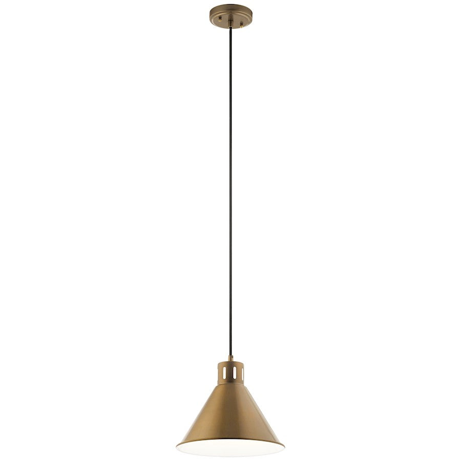 Kichler Zailey 9.5" 1 Light Pendant, Natural Brass - 52176NBR