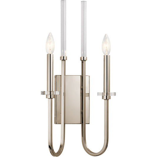 Kichler Kadas 22" 2 Light Wall Sconce, Clear Crystal Glass, Nickel - 52214PN