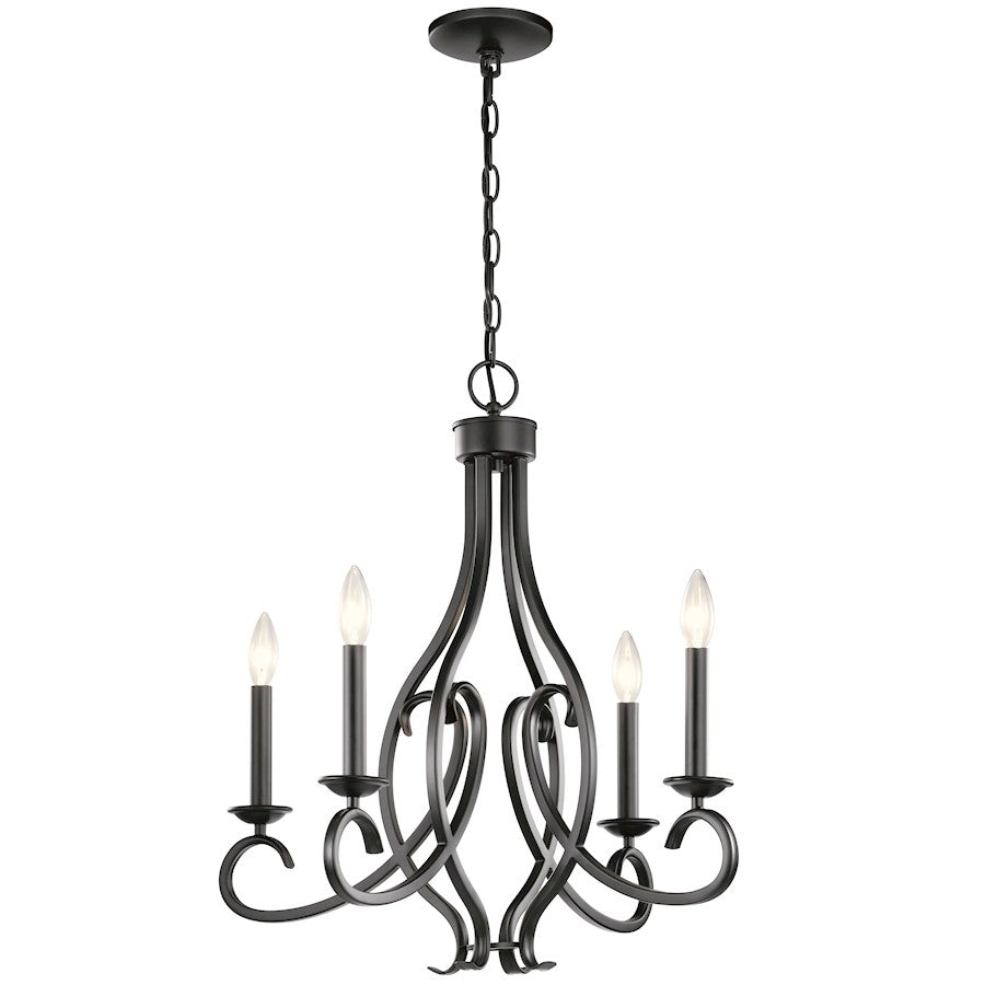 Kichler Ania 4 Light Chandelier, Black - 52239BK