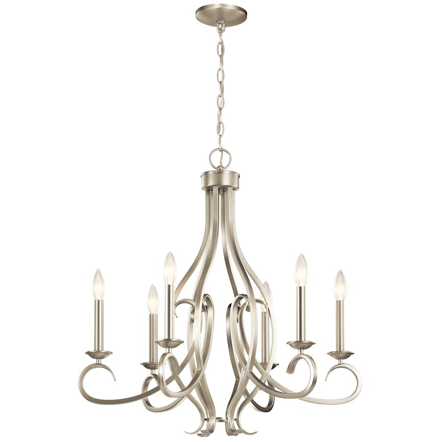 Kichler Ania 6 Light Chandelier, Brushed Nickel - 52240NI