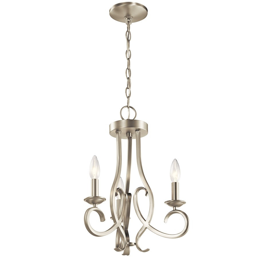 Kichler Ania 3 Light Convertible Chandelier, Brushed Nickel - 52243NI