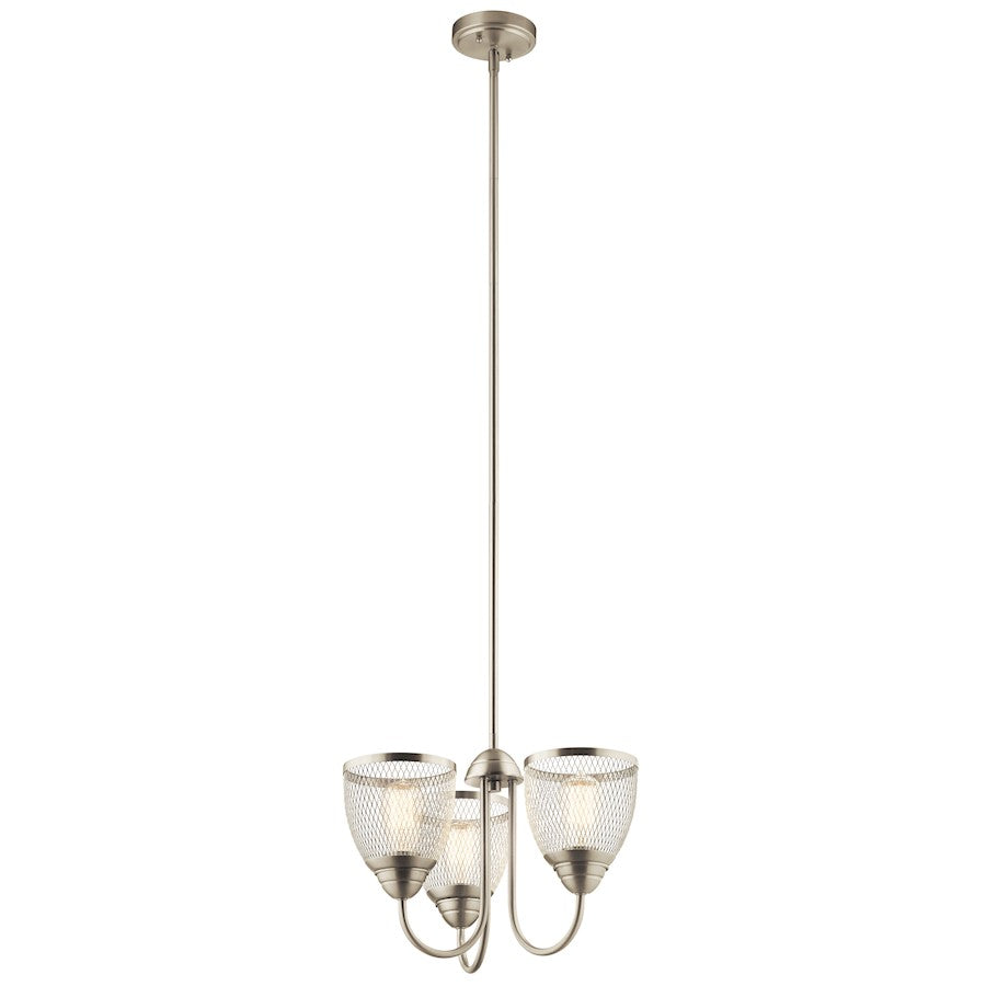 Kichler Voclain 12" 3 Light Chandelier/Semi Flush, Mesh Shade, Nickel - 52268NI