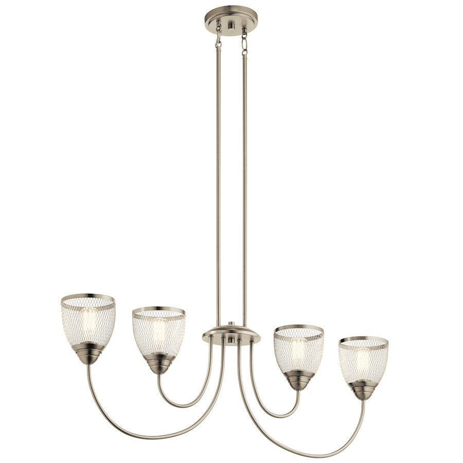 Kichler Voclain 4 Light Linear Chandelier, Brushed Nickel - 52273NI