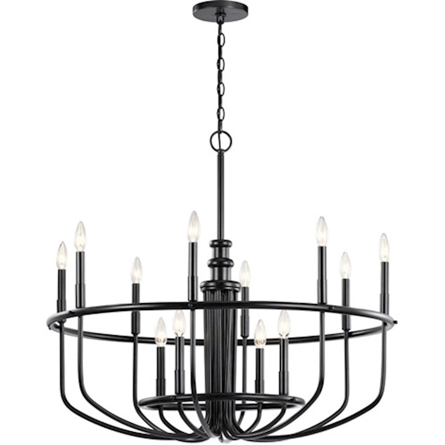 Kichler Capitol Hill 30.75" 12 Light Chandelier, Black - 52305BK