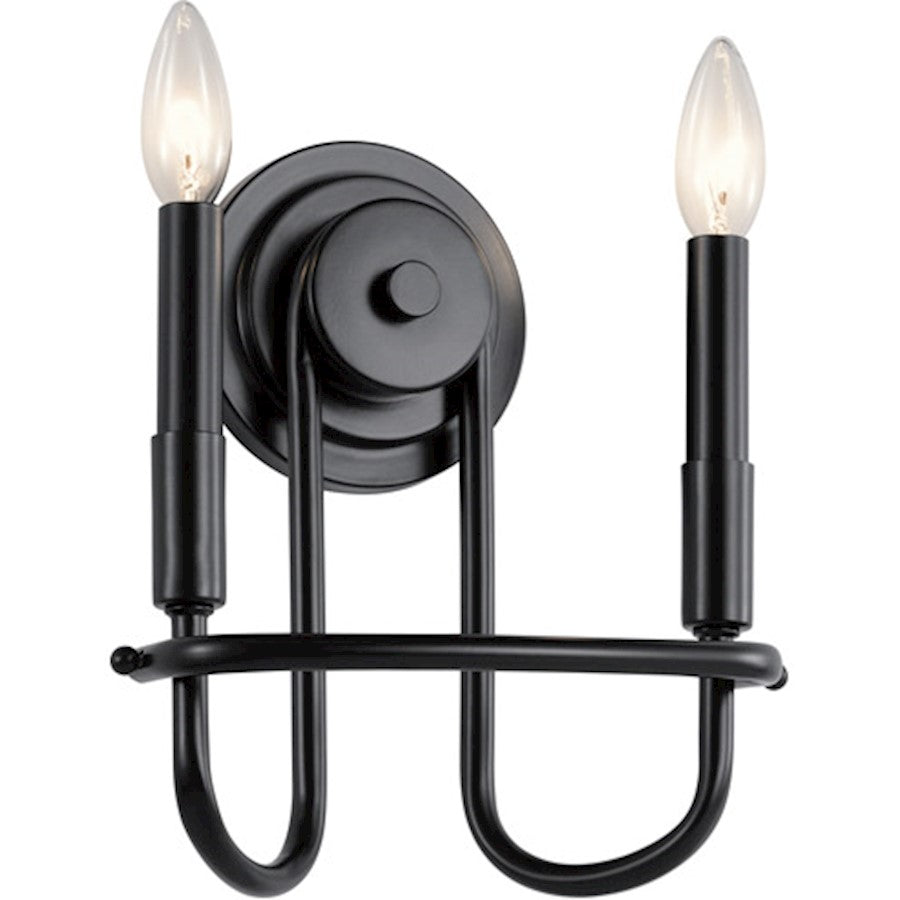 Kichler Capitol Hill 10.75" 2 Light Wall Sconce, Black - 52308BK