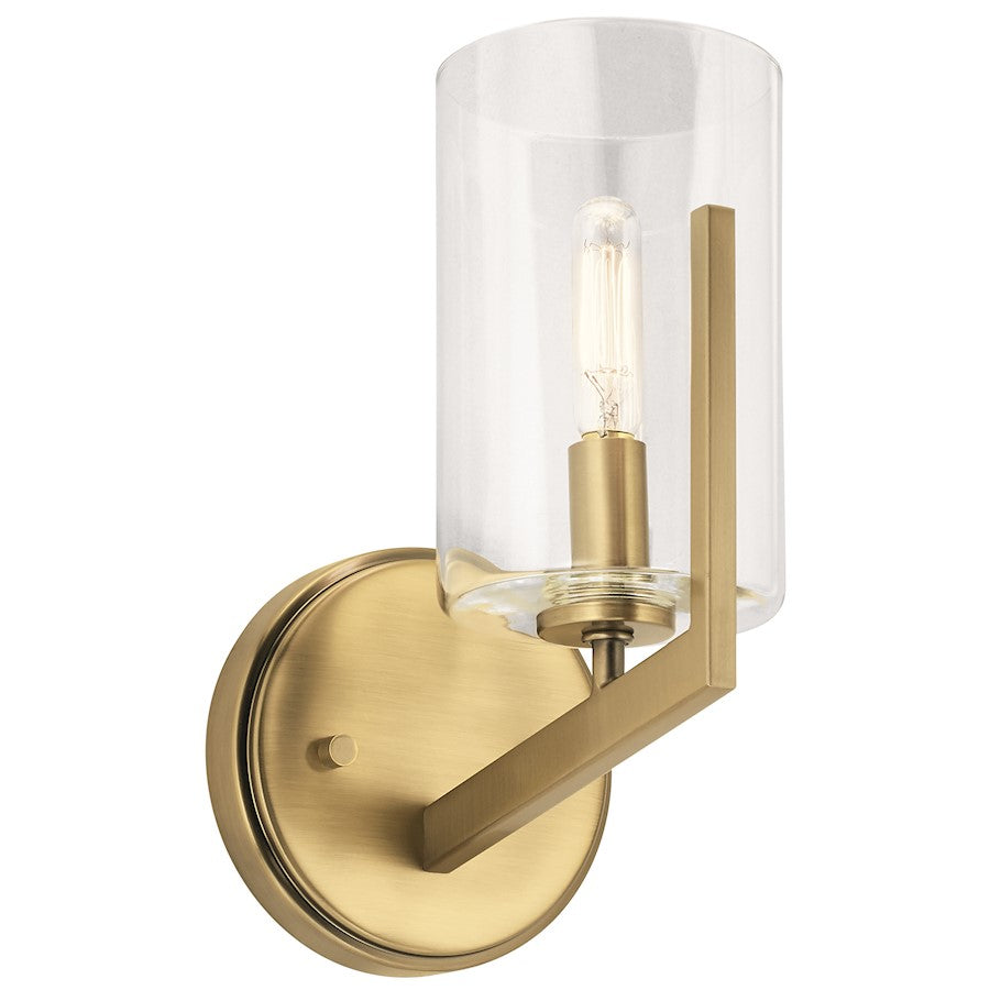 Kichler Nye 9.75" 1 Light Wall Sconce, Clear Glass, Natural Brass - 52316BNB