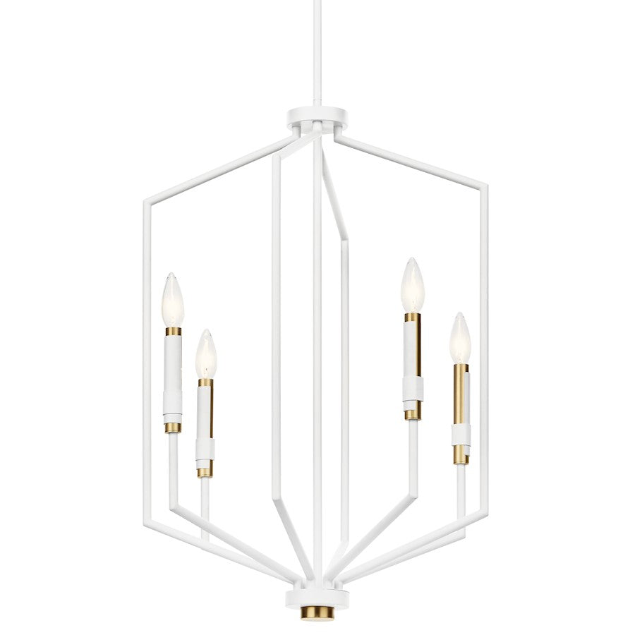 4 Light Large Foyer Pendant, White